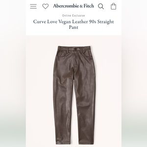Abercrombie & Fitch Curve Love Vegan Leather Straight Jean high rise size 4 NWT